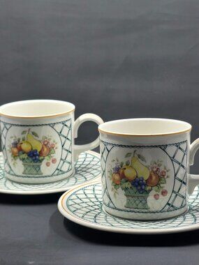 Villeroy & Boch Basket PAIR 2 3/4" Flat Cup & Saucer Set Demitasse Germany